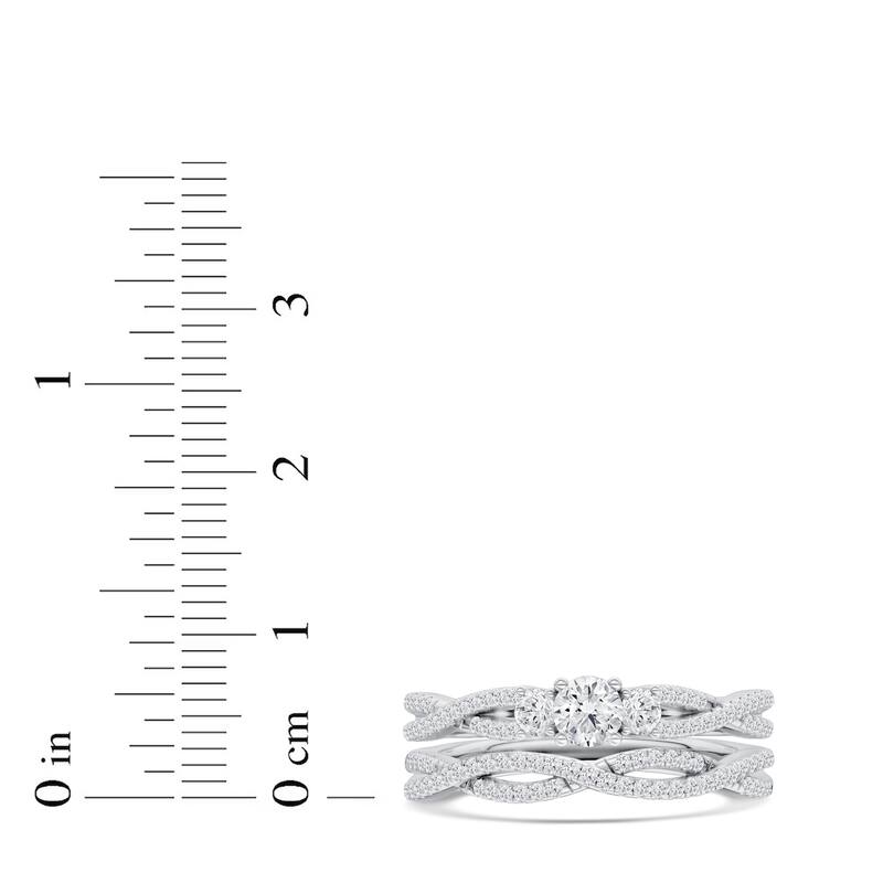 IGI Certified 1/2ct TDW Diamond Criss Cross Anniversary Ring Set in 14K White Gold for Women