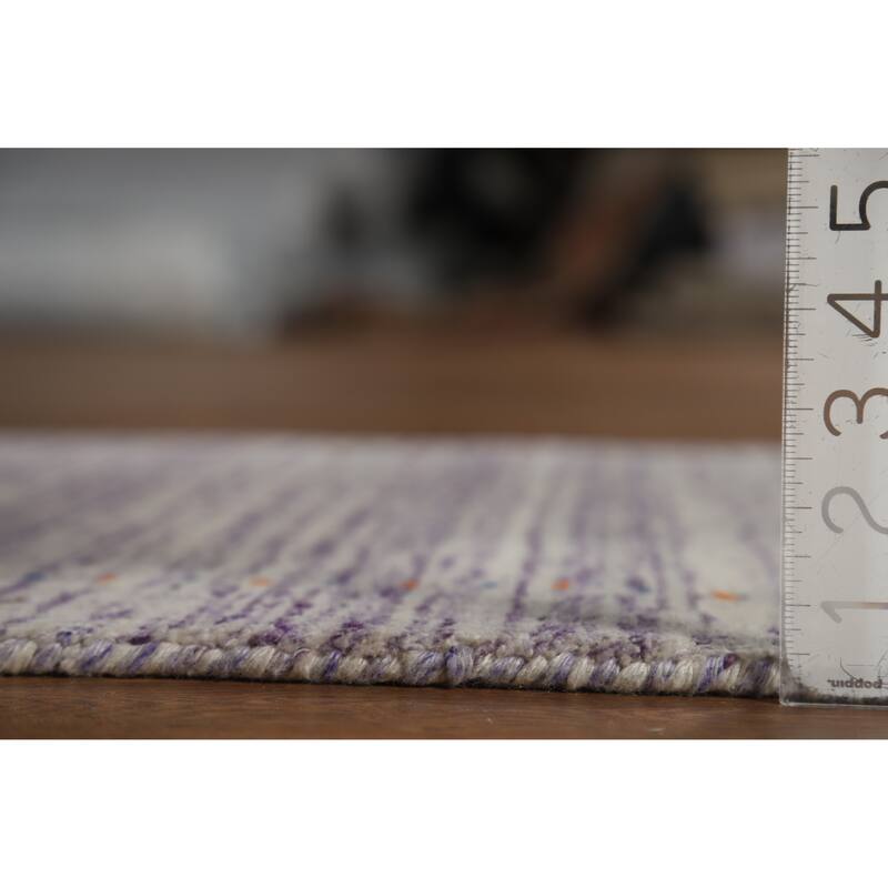 Purple Tribal Gabbeh Indian Runner Rug Hand-Knotted Wool Carpet - 2'4" x 9'6"