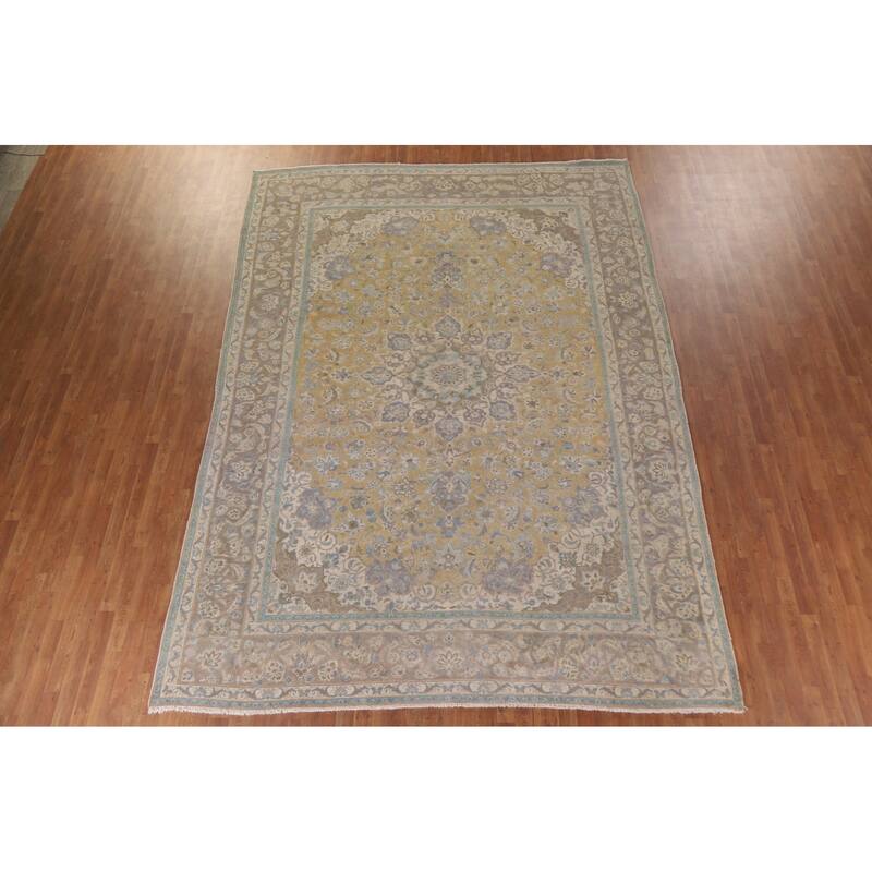 Hand Knotted Oriental 100% Wool Carpet Traditional Floral Yellow & Gold Najafabad Area Rug - 12' 10'' X 9' 3''