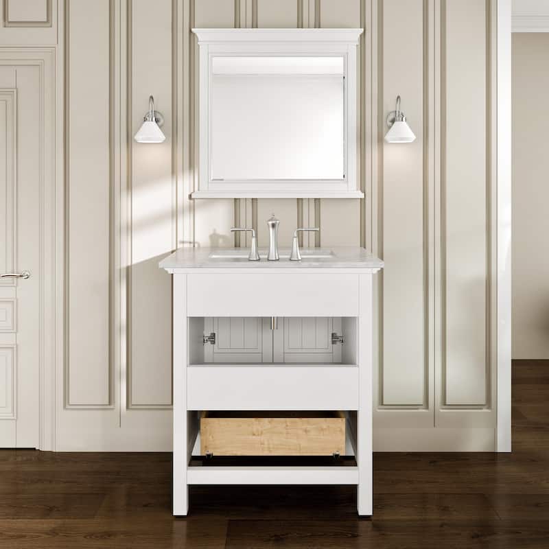 Eviva Britney 30" Bath Vanity with White Carrara Marble Top