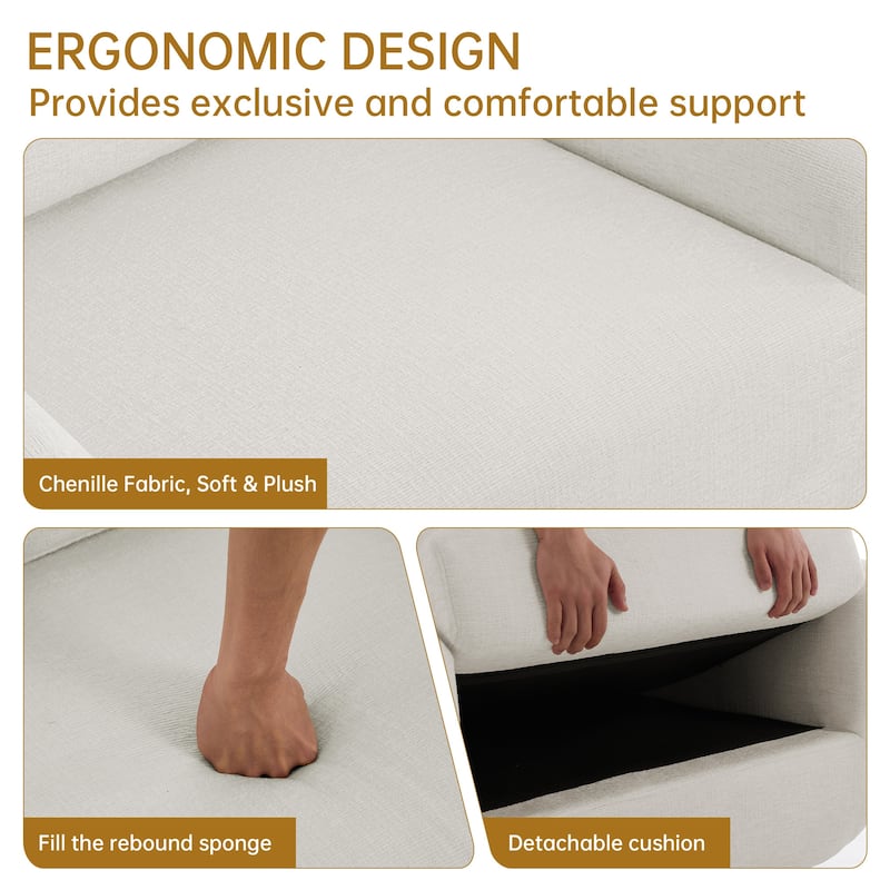 Modern Chenille 360-Degree Swivel Chair Accent Chair