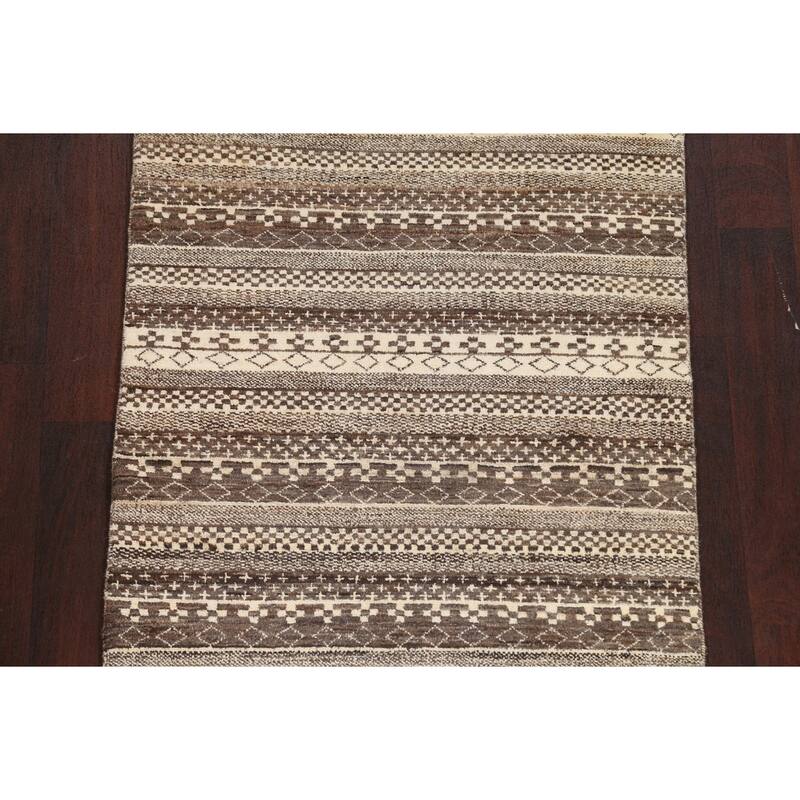 Tribal Geometric Gabbeh Kashkoli Oriental Wool Area Rug Hand-knotted - 3'2" x 5'1"