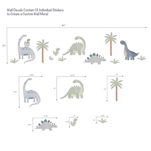 Lambs & Ivy Dino-Might Watercolor Dinosaur Theme Wall Decals/Stickers