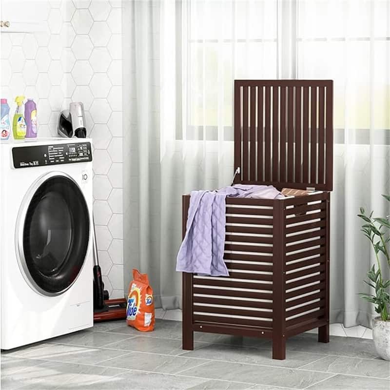 Bamboo Laundry Hamper, 2-Section 120L - 18.31"L x 18.31"W x 25.59"H