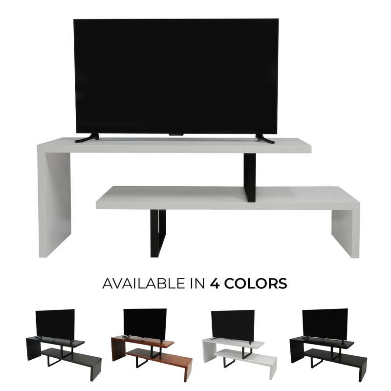 Orford Minimalist Modern MDF Wooden Shelves TV Console Entertainment Stand with Iron Legs Low Maintenance