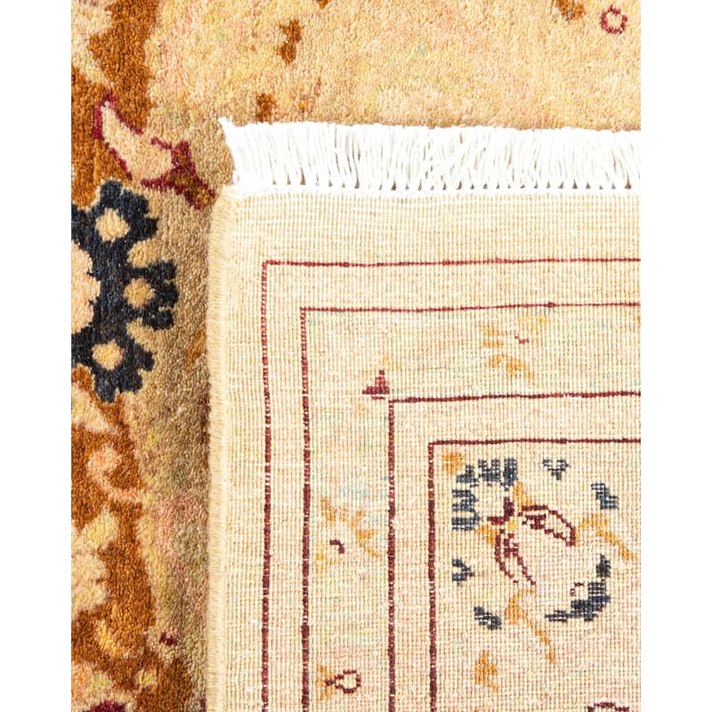 Overton Handknotted Wool Traditional Oriental Yellow Area Rug - 4' x 6'
