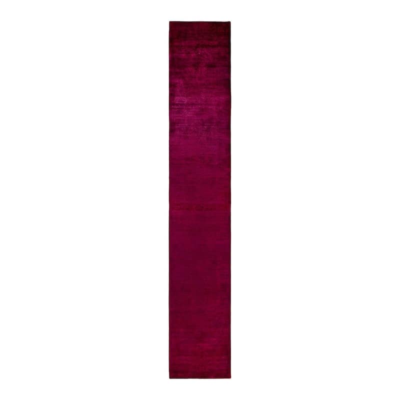 Overton Hand Knotted Wool Vintage Inspired Modern Contemporary Overdyed Pink Runner Rug - 2' 7" x 16' 1"