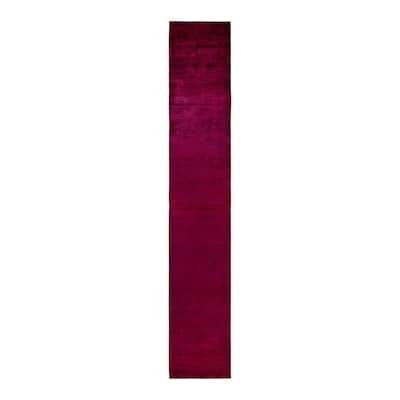 Overton Hand Knotted Wool Vintage Inspired Modern Contemporary Overdyed Pink Runner Rug - 2' 7" x 16' 1"