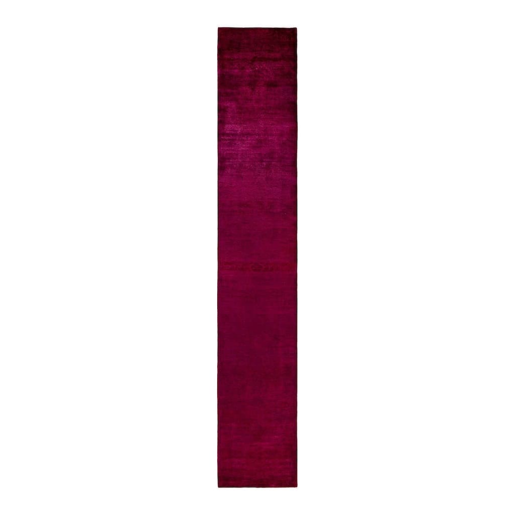 Overton Hand Knotted Wool Vintage Inspired Modern Contemporary Overdyed Pink Runner Rug - 2' 7" x 16' 1"