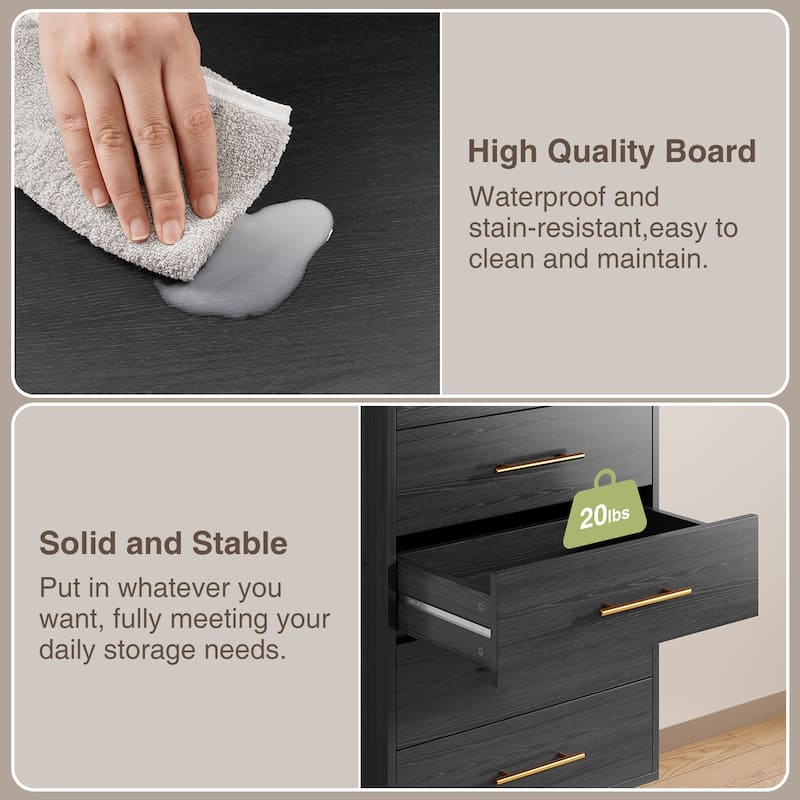 5/6/Chest of Drawers Dresser Modern Drawers with Metal Handles, Wood Storage Dresser for Bedroom, Living Room, Entryway