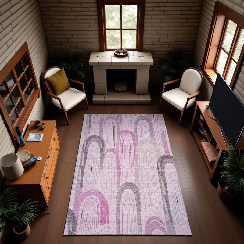 Premium Washable Super Soft Contemporary Imprints Mayfield Rug - Pink - 2'6" x 3'10"
