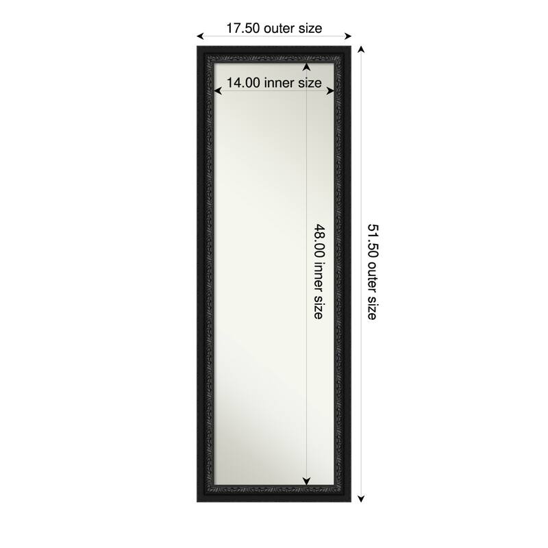 Downton Non-Beveled Framed Full-Length On the Door Mirror - Downton Black - 18 x 52 in