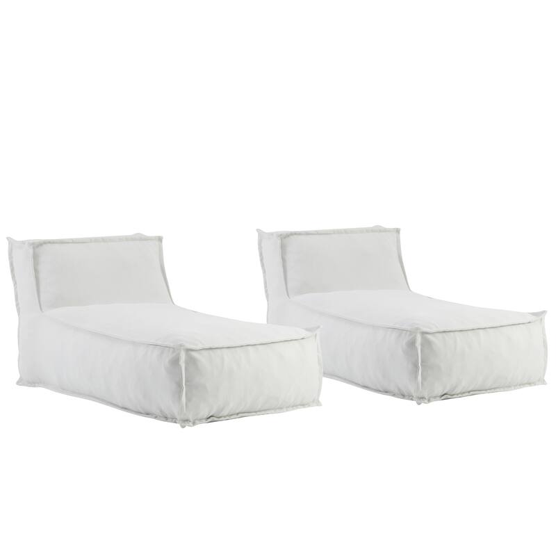 Roomfitters Ramona Outdoor Bean Bag Lounge Chair with Water Resistant Fabric, Light Grey - Light Grey (Set of 2)