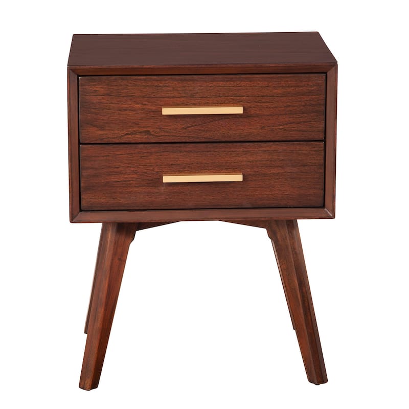 Alpine Furniture Arden 2 Drawer Wood Nightstand in Walnut (Brown)
