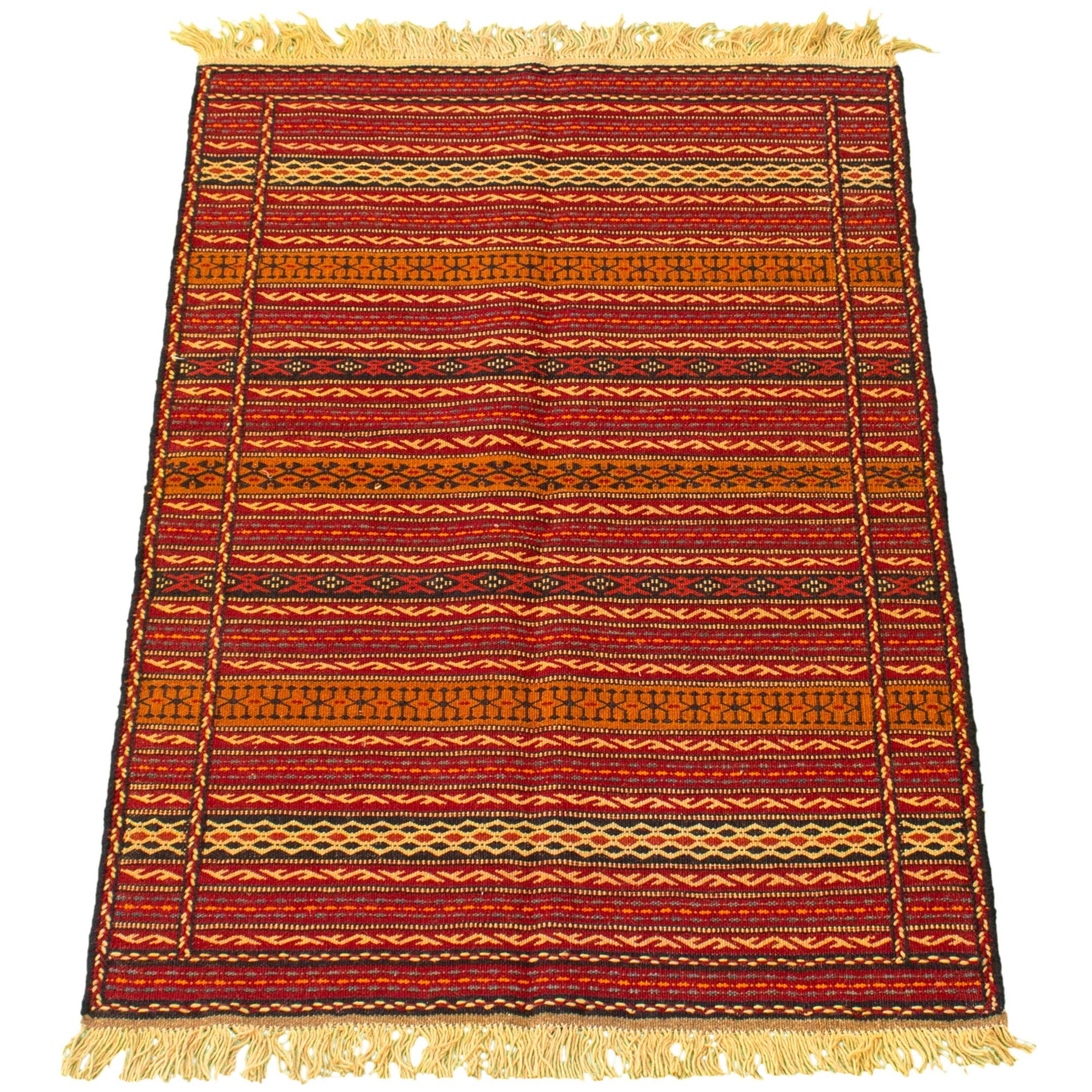 Flat-weave Ottoman Kashkoli Red Wool Sumak - Bed Bath & Beyond - 31585919