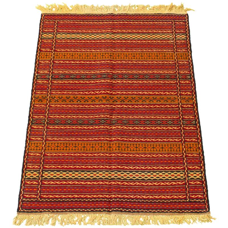 Flat-weave Ottoman Kashkoli Red Wool Sumak - Bed Bath & Beyond - 31585919