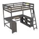 preview thumbnail 22 of 28, Full Size Wood Loft Bed with Desk, Drawers and Storage Shelves