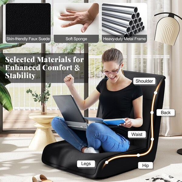 Gymax Folding Floor Chair Convertible Lazy Sofa Chair w