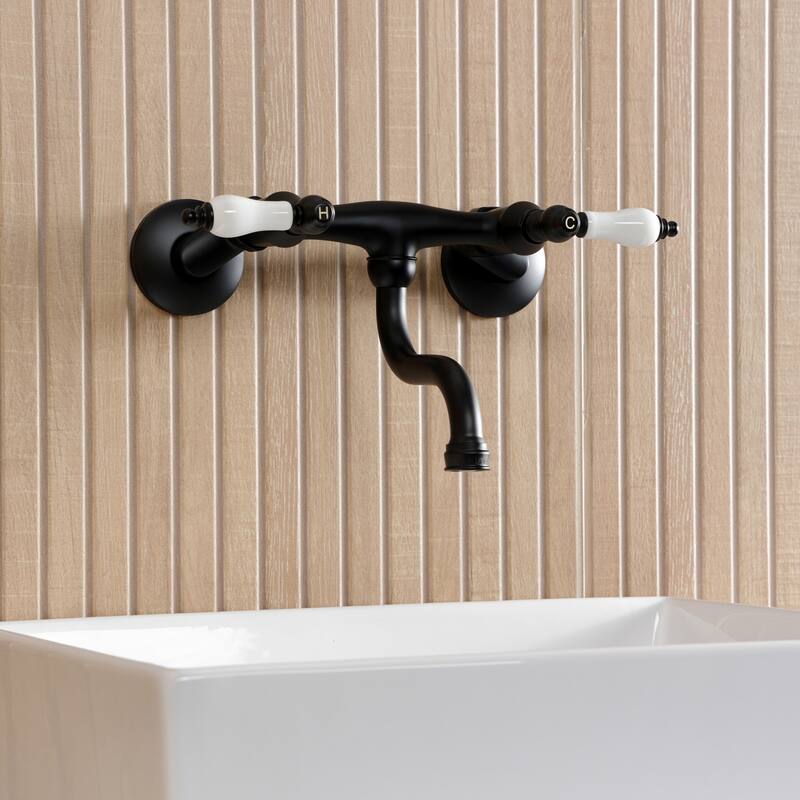 Kingston Brass Kingston Two-Handle 2-Hole Wall Mount Bathroom Faucet