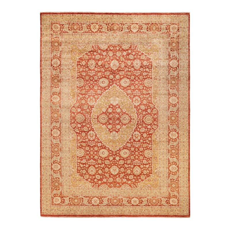 Overton Hand Knotted Wool Vintage Inspired Traditional Mogul Orange Area Rug - 8 x 10