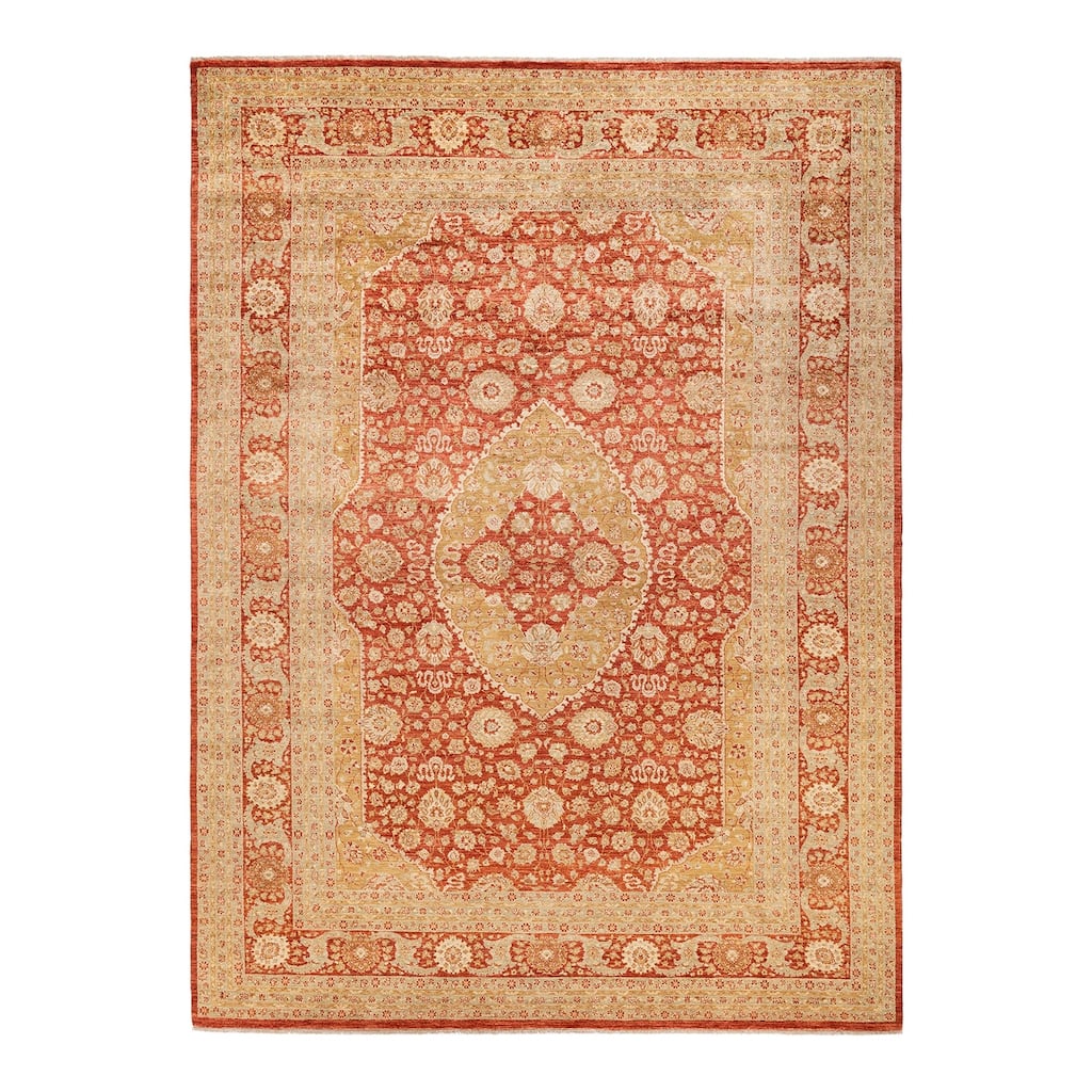 Overton Hand Knotted Wool Vintage Inspired Traditional Mogul Orange Area Rug - 8 x 10