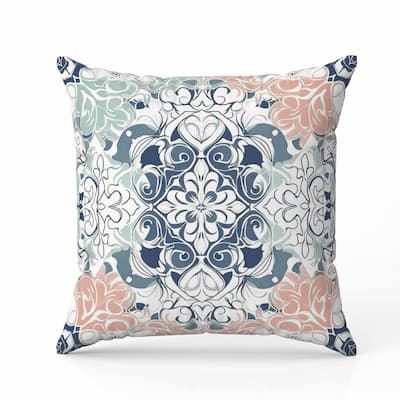 Vibrant Botanicals Indoor/Outdoor Reversible Throw Pillow Blue and White