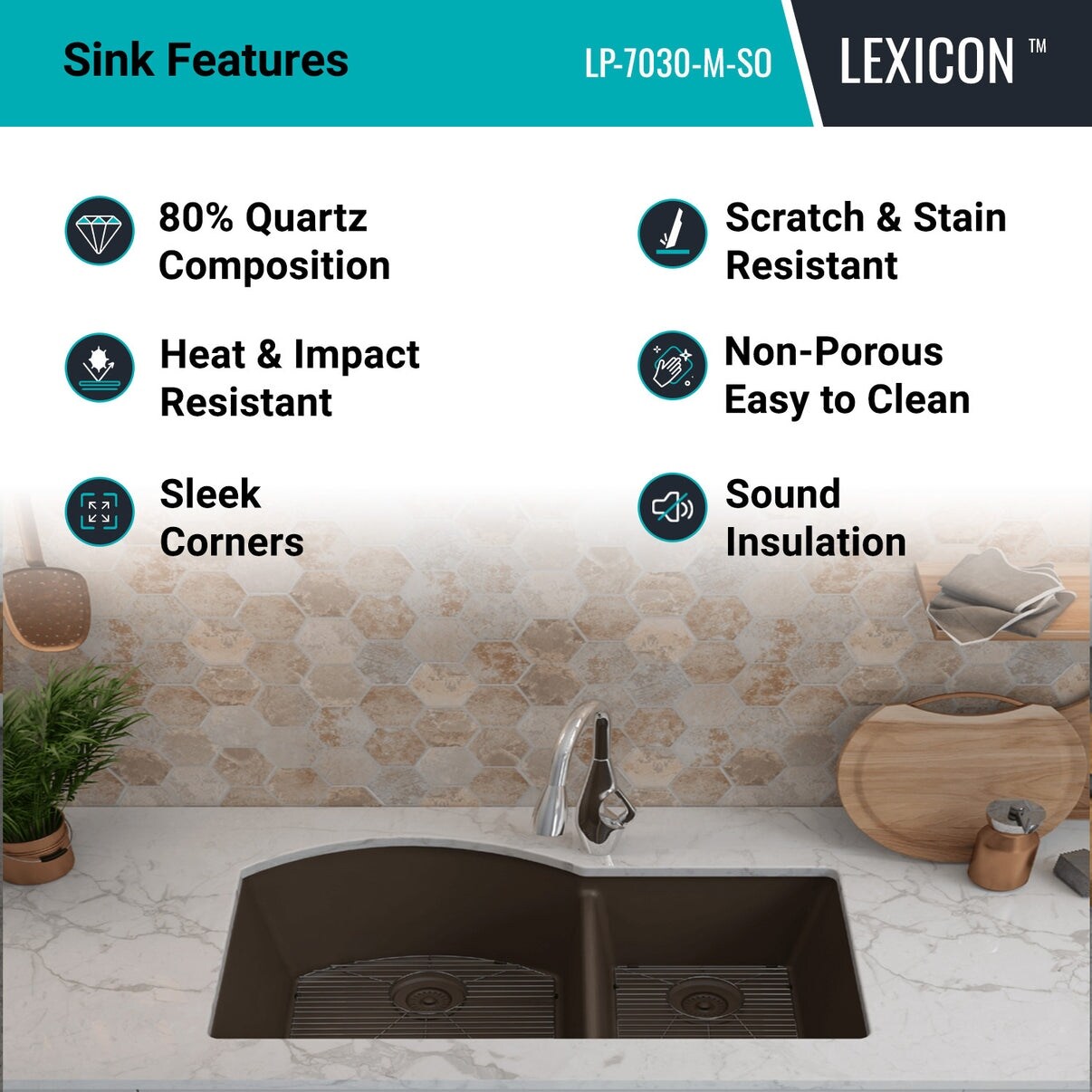 32 Inch Lexicon Platinum Quartz Composite Drop-in Undermount