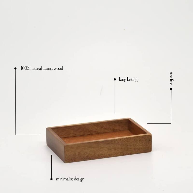 Acacia Wood Bathroom Accessory Set Collection