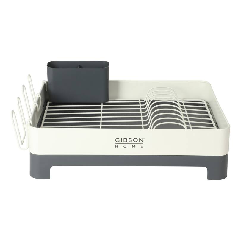 Gibson Home Nestcraft Full Size Rust Resistant Dish Rack with Drain Board and Flatware Caddy