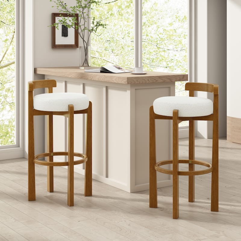 Christopher Knight Home - Elise Modern Low Back Barstool Set with Rounded Seat and Rubberwood Frame