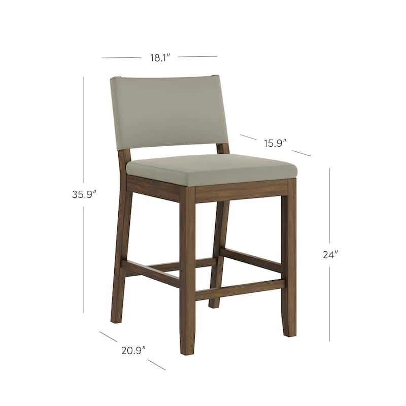 Nathan James Linus Modern Upholstered Bar Stool with Back and Solid Rubberwood Legs