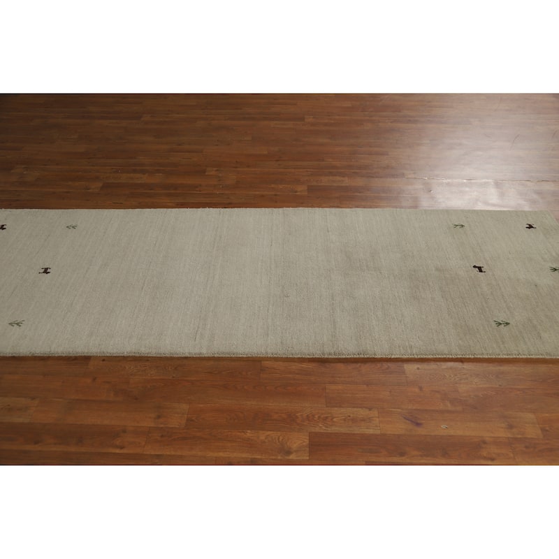 Gabbeh Indian Runner Rug Hand-Knotted Hallway Wool Carpet - 2'9" x 8'3"