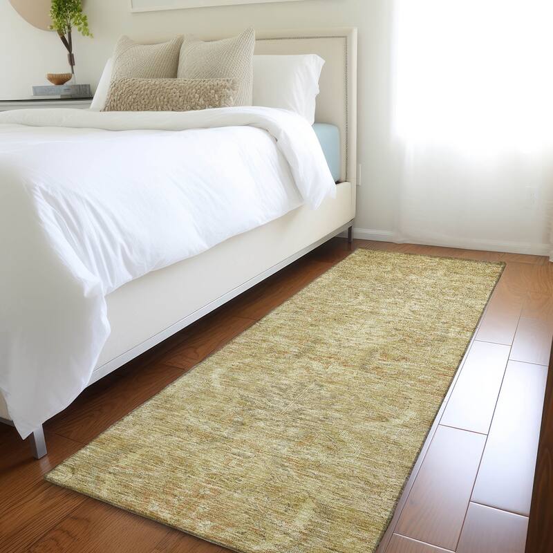 Machine Washable Indoor/ Outdoor Boho Traditional Chantille Rug - Wheat - 2'3" x 7'6"