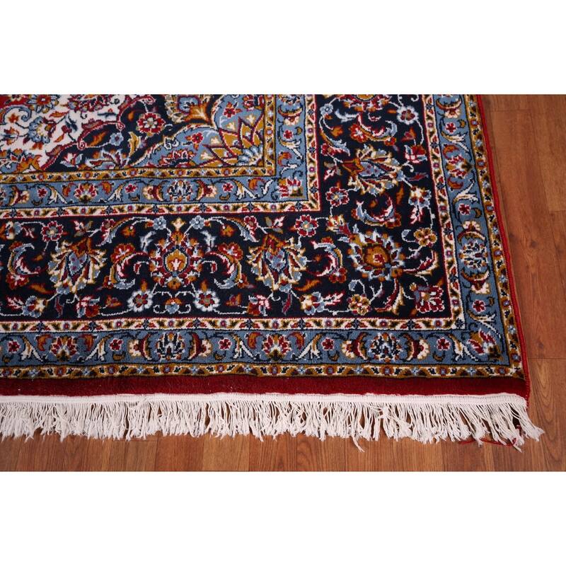 Red Medallion Kashan Turkish Rug Traditional Machine-Made Carpet - 9'7" x 12'5"