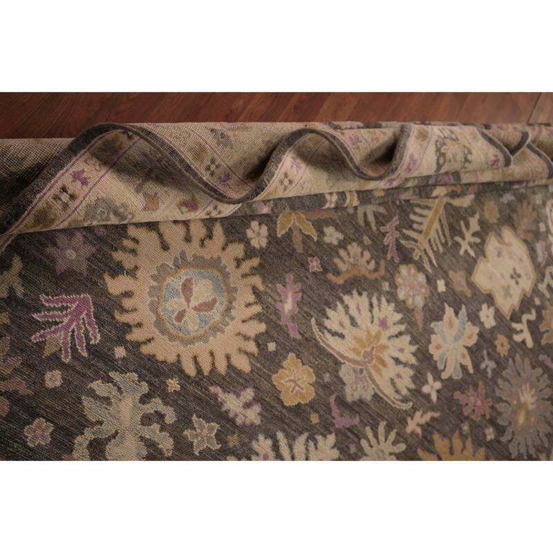 Vegetable Dye Grey Oushak Turkish Area Rug Hand-Knotted Wool Carpet - 8'0" x 9'9"