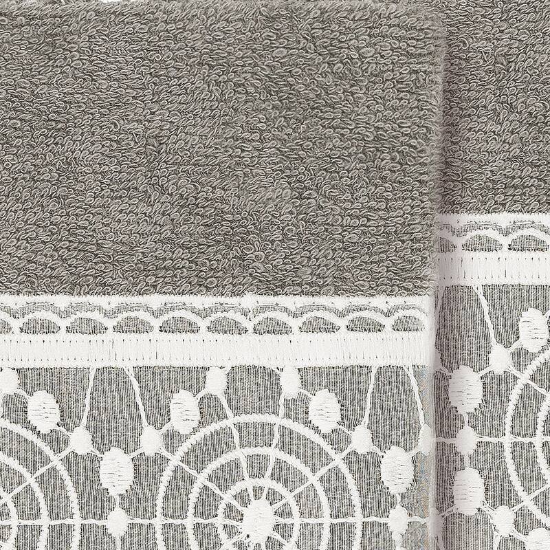 Authentic Hotel and Spa 100% Turkish Cotton Arian 2PC Cream Lace Embellished Washcloth Set