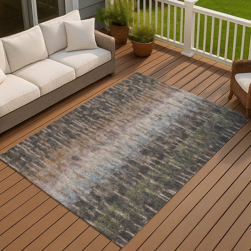 Machine Washable Indoor/ Outdoor Contemporary Ombre Chantille Rug - Granite - 8' x 10'