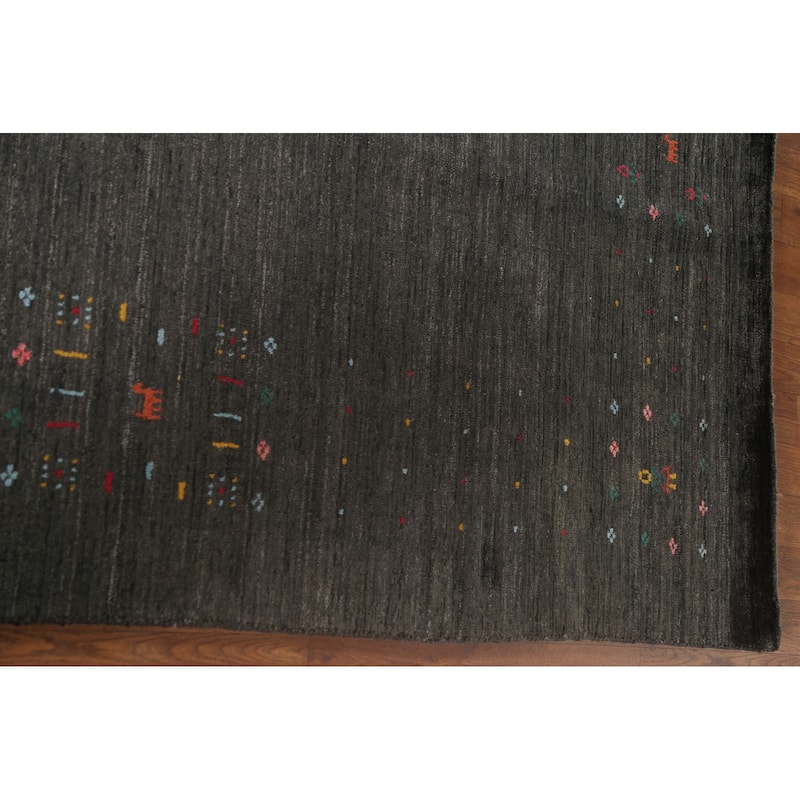 Gabbeh Area Rug Handmade Grey Tribal Wool Carpet - 8'3" x 9'8"