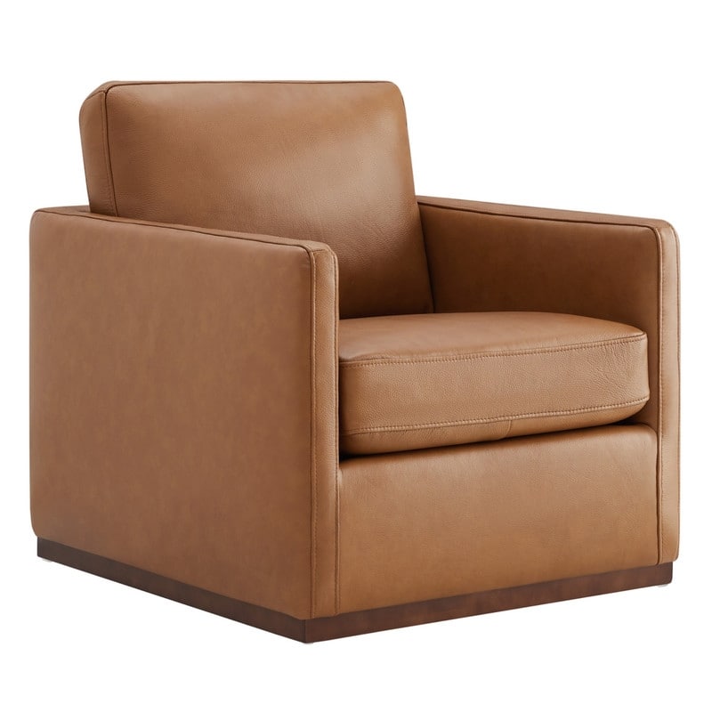 Spruce & Spring Modern Swivel Accent Chair with Wooden Base