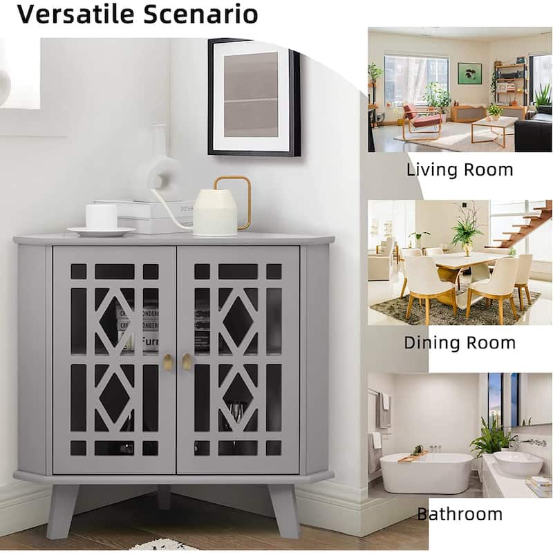 Corner Sideboard Cabinet Free-Standing Corner Storage Organizer