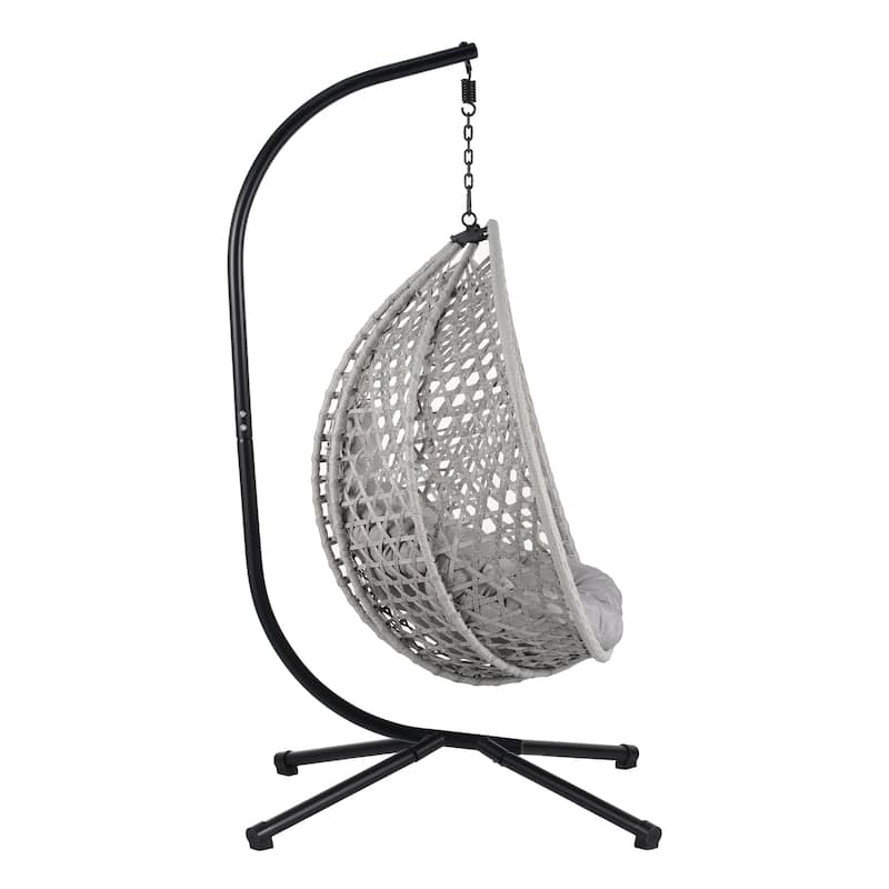 Sturdy Hammock Chair with Stand, Durable Hanging Egg Chair with Rattan Weaving,Comfortable chairs with Soft Removable Cushion