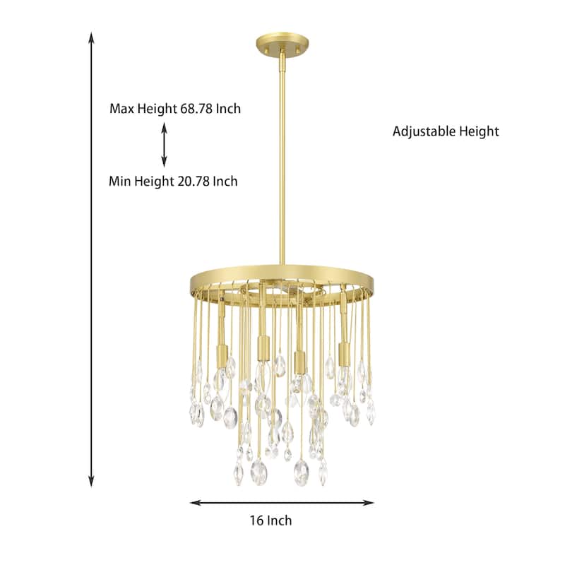 Statement 4-light Crystal Modern Glam Chandelier for Dining Room - 16 inches