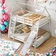 preview thumbnail 2 of 14, Playful Design Twin over Queen House Bunk Bed with Climbing Nets and Climbing Ramp-White