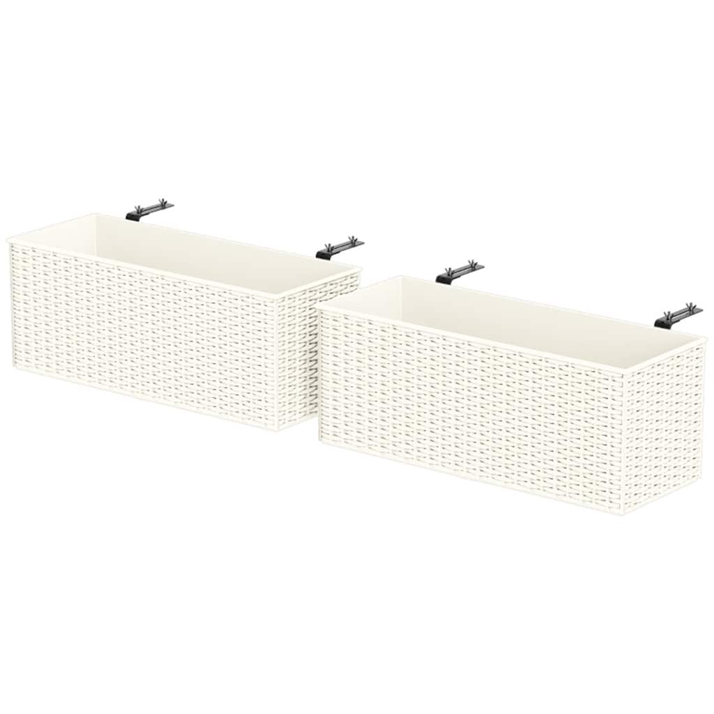 Set of 2 Wall Mounted Rattan Style Planters for Balcony Patio and Garden Hanging Flower Boxes - 19.7" L x 7.5" W x 7.5" H