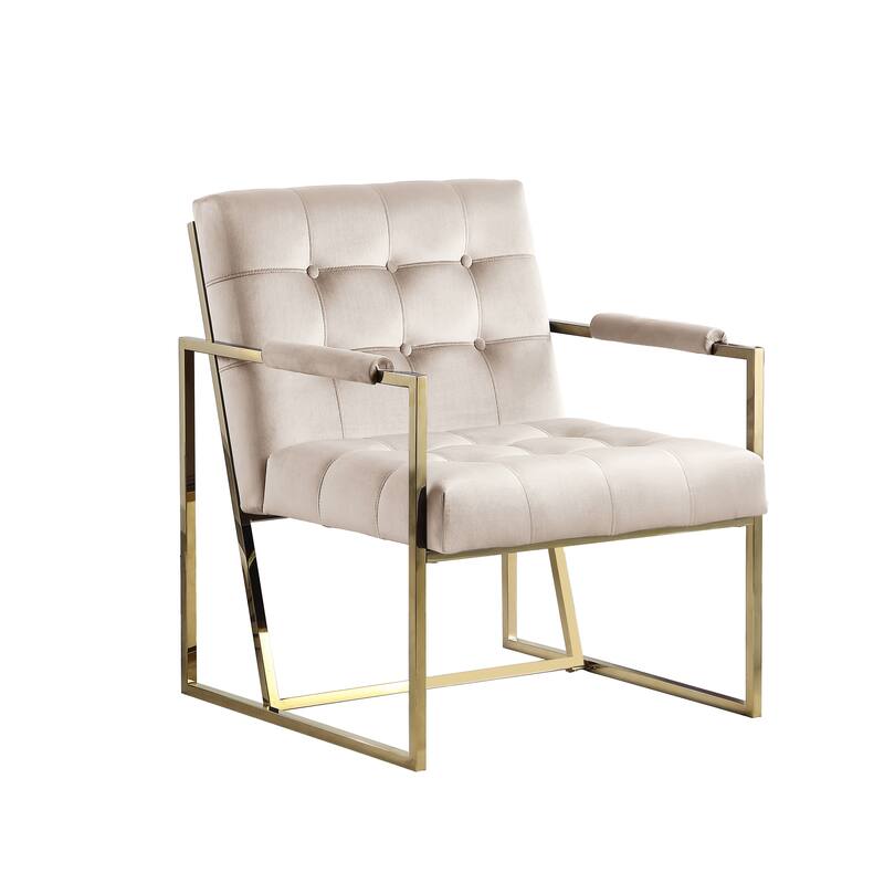 Morden Fort Accent Chair, Modern Armchair with Golden Metal Frame