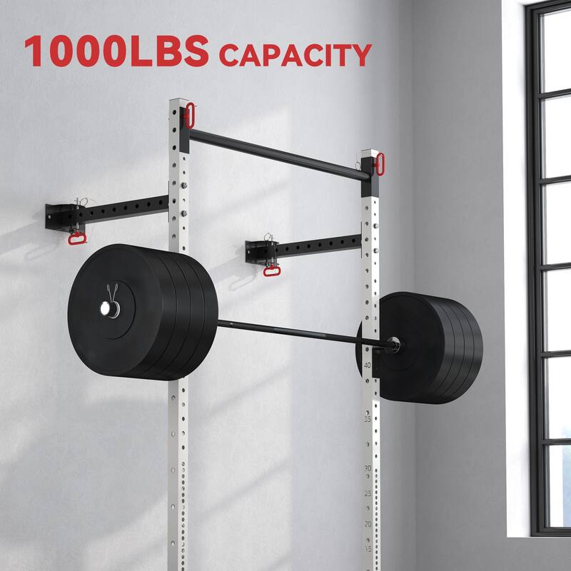 Wall-Mounted Home Gym Squat Rack, Supports Up to 1000 lbs - 48" L x 23.6" W x 89.8" H