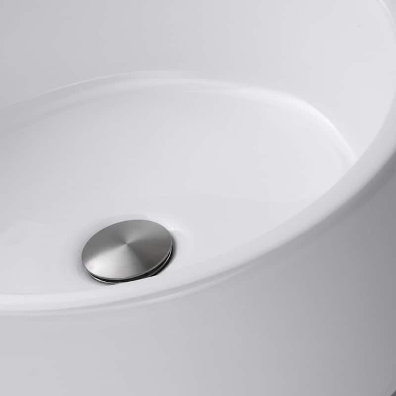 Highpoint Collection White 16-inch Round Ceramic Bathroom Vessel Sink