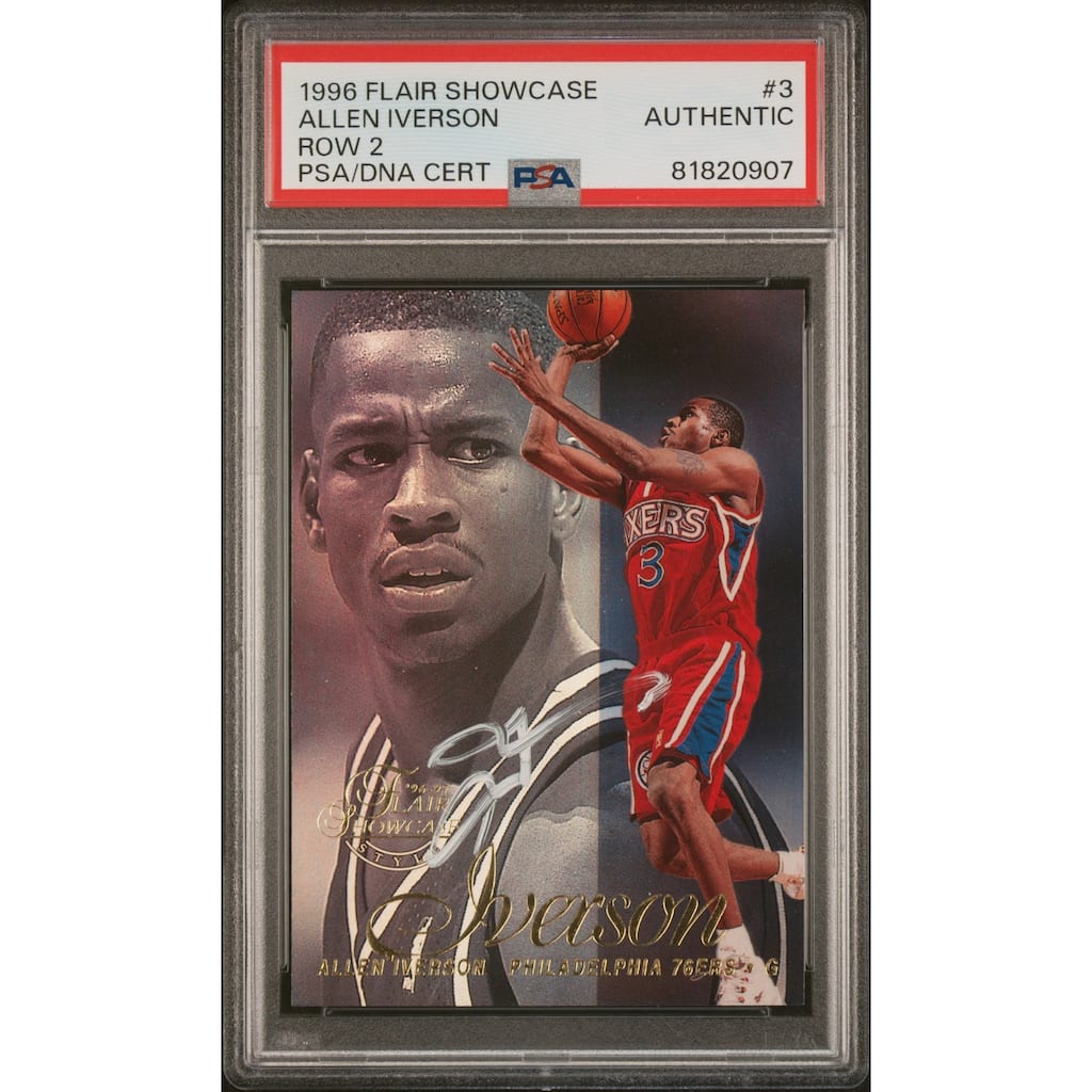 Allen Iverson 1996 Flair Showcase Row 2 Signed Rookie Card #3 Auto PSA 81820907 - 8'6" x 11'6"