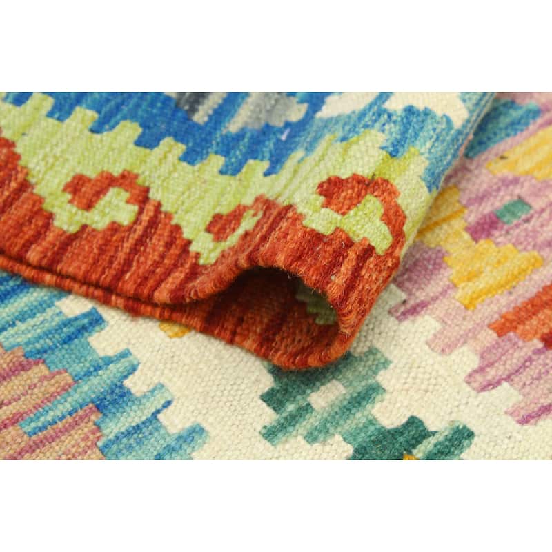 Flatweave Larry Red/Green Rug - 6'11" x 10'3"