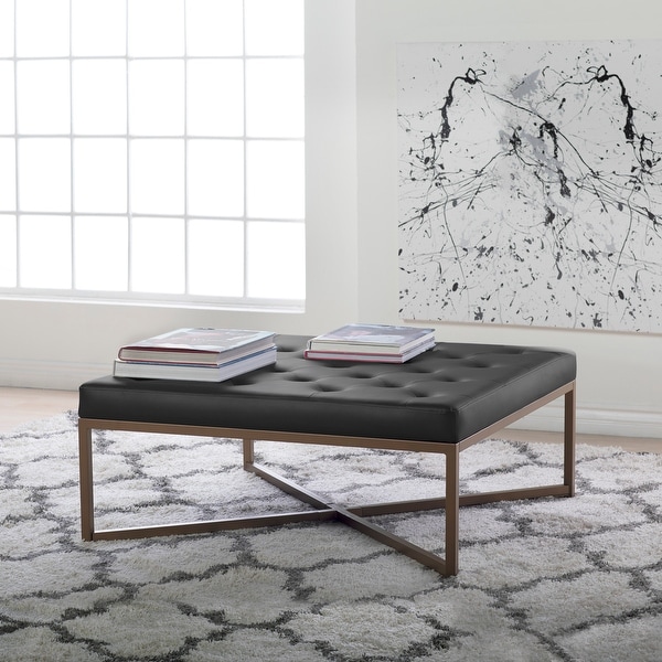Studio Designs Home Camber Tufted Leather Cocktail Ottoman On